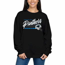 Carolina Panthers Womens NFL Scrimmage Line Crewneck Pullover - Black