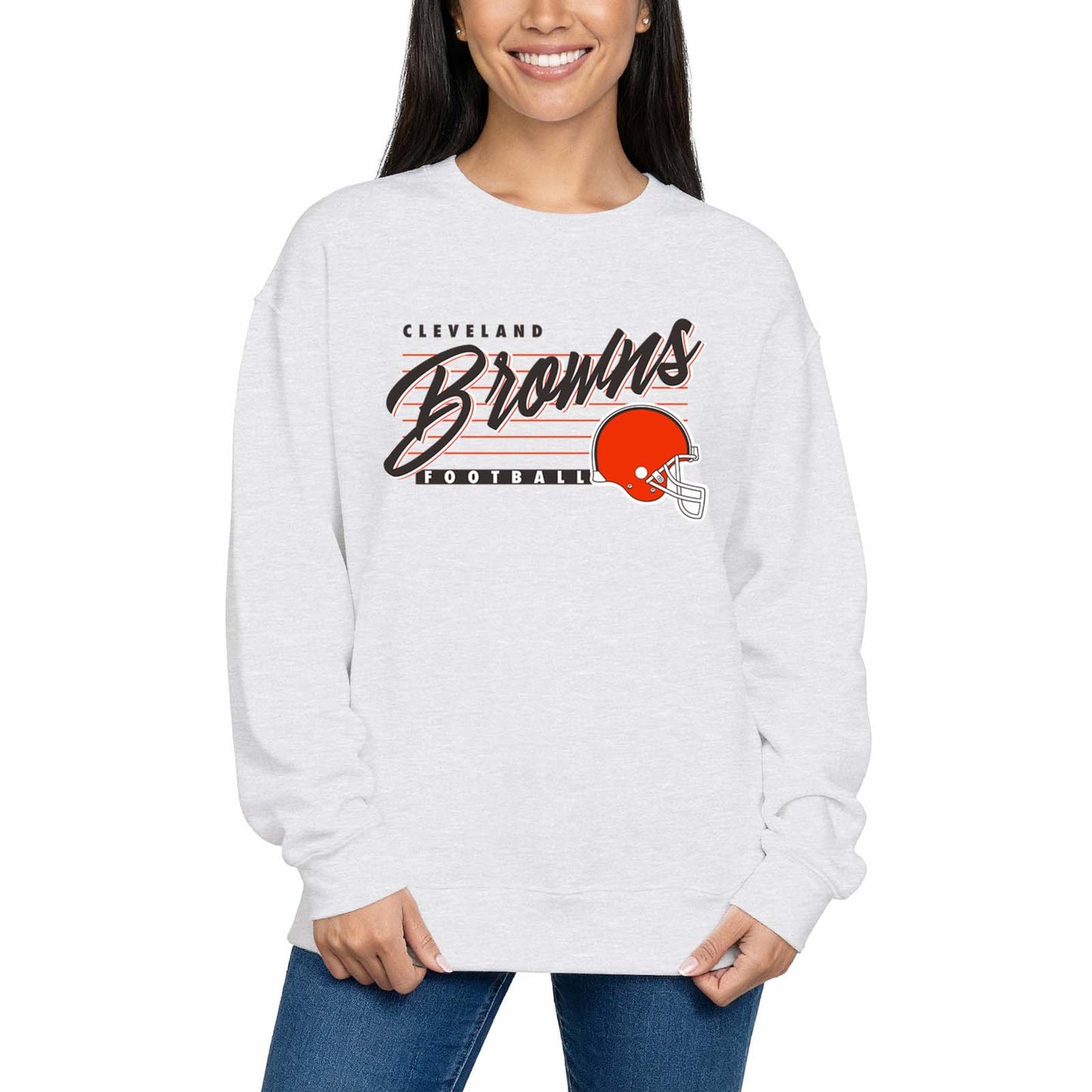 Cleveland Browns Womens NFL Scrimmage Line Crewneck Pullover - Gray Heather