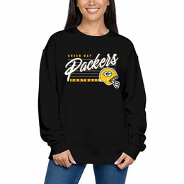 Green Bay Packers Womens NFL Scrimmage Line Crewneck Pullover - Black