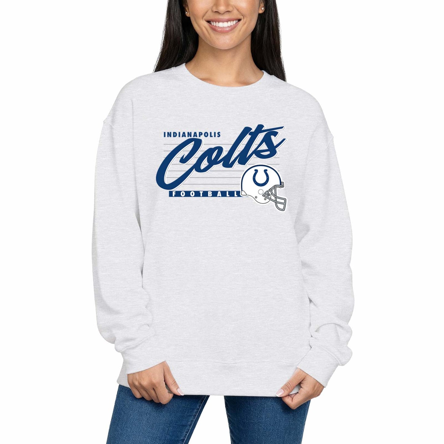 Indianapolis Colts Womens NFL Scrimmage Line Crewneck Pullover - Gray Heather