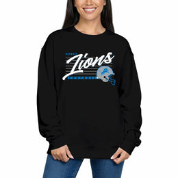 Detroit Lions Womens NFL Scrimmage Line Crewneck Pullover - Black