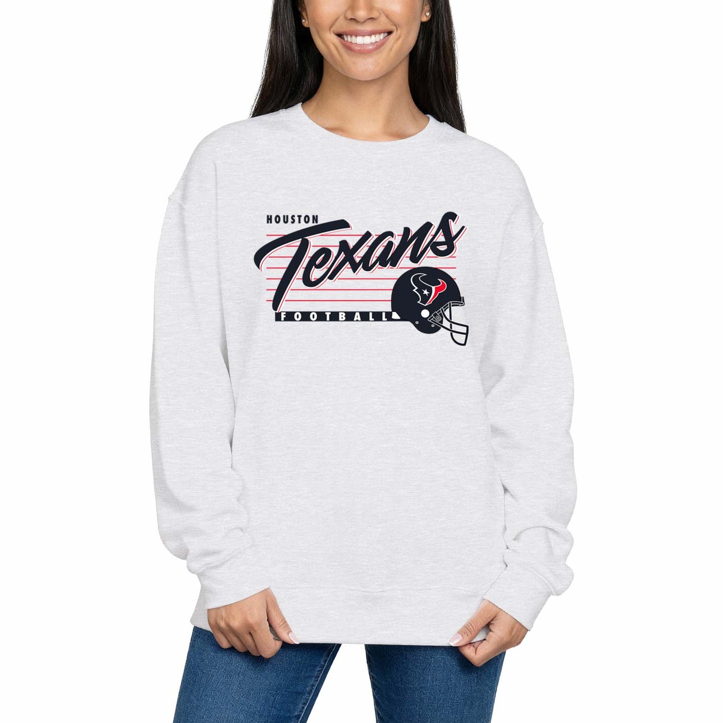 Houston Texans Womens NFL Scrimmage Line Crewneck Pullover - Gray Heather