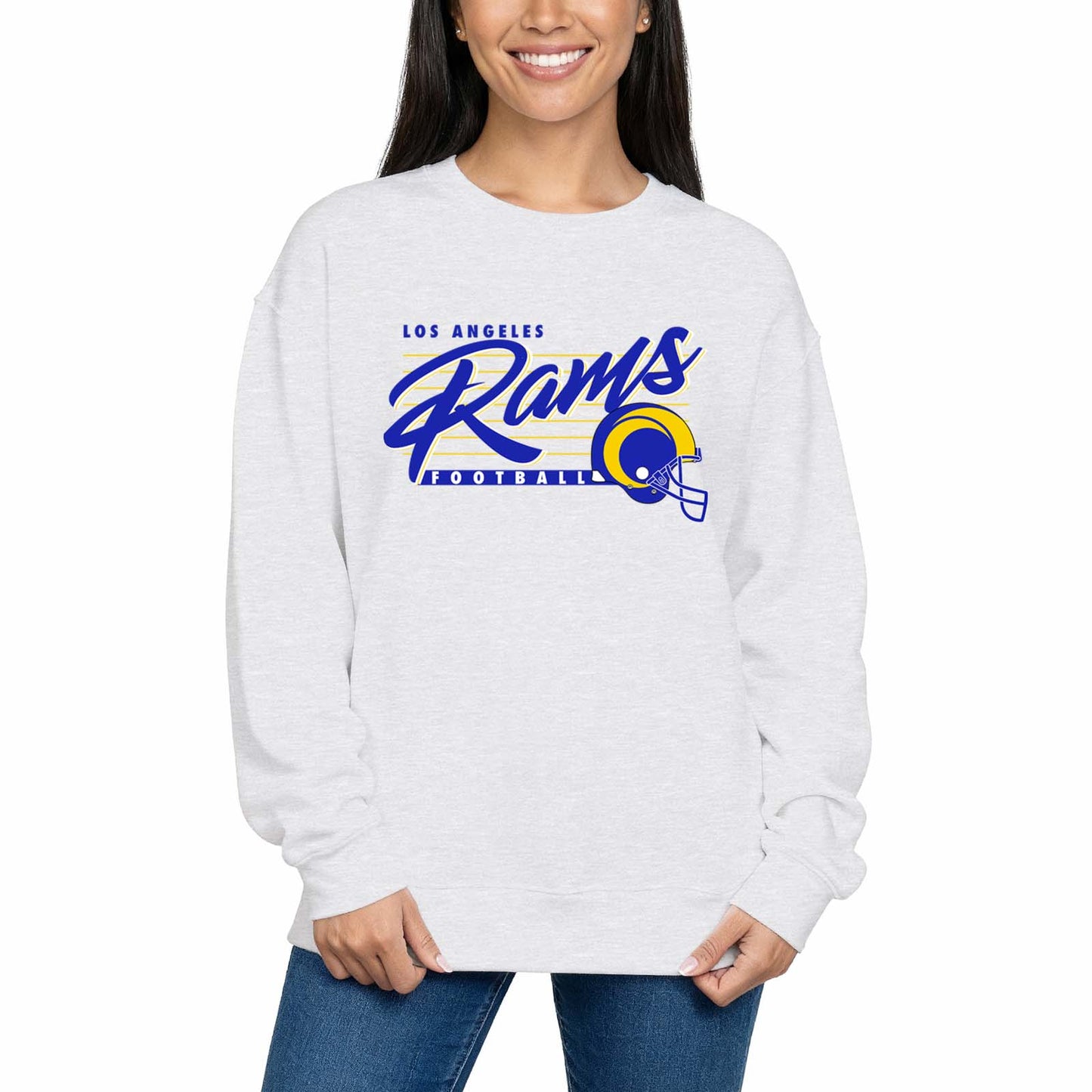 Los Angeles Rams Womens NFL Scrimmage Line Crewneck Pullover - Gray Heather