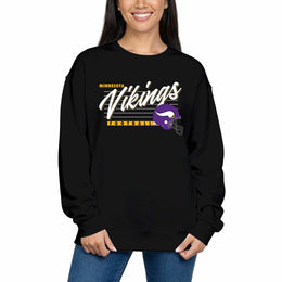 Minnesota Vikings Womens NFL Scrimmage Line Crewneck Pullover - Black