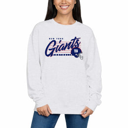 New York Giants Womens NFL Scrimmage Line Crewneck Pullover - Gray Heather
