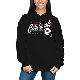 Arizona Cardinals Ladies NFL Scrimmage Line Fleece Pullover Hooded Sweatshirt - Black