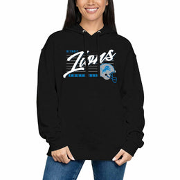 Detroit Lions Ladies NFL Scrimmage Line Fleece Pullover Hooded Sweatshirt - Black