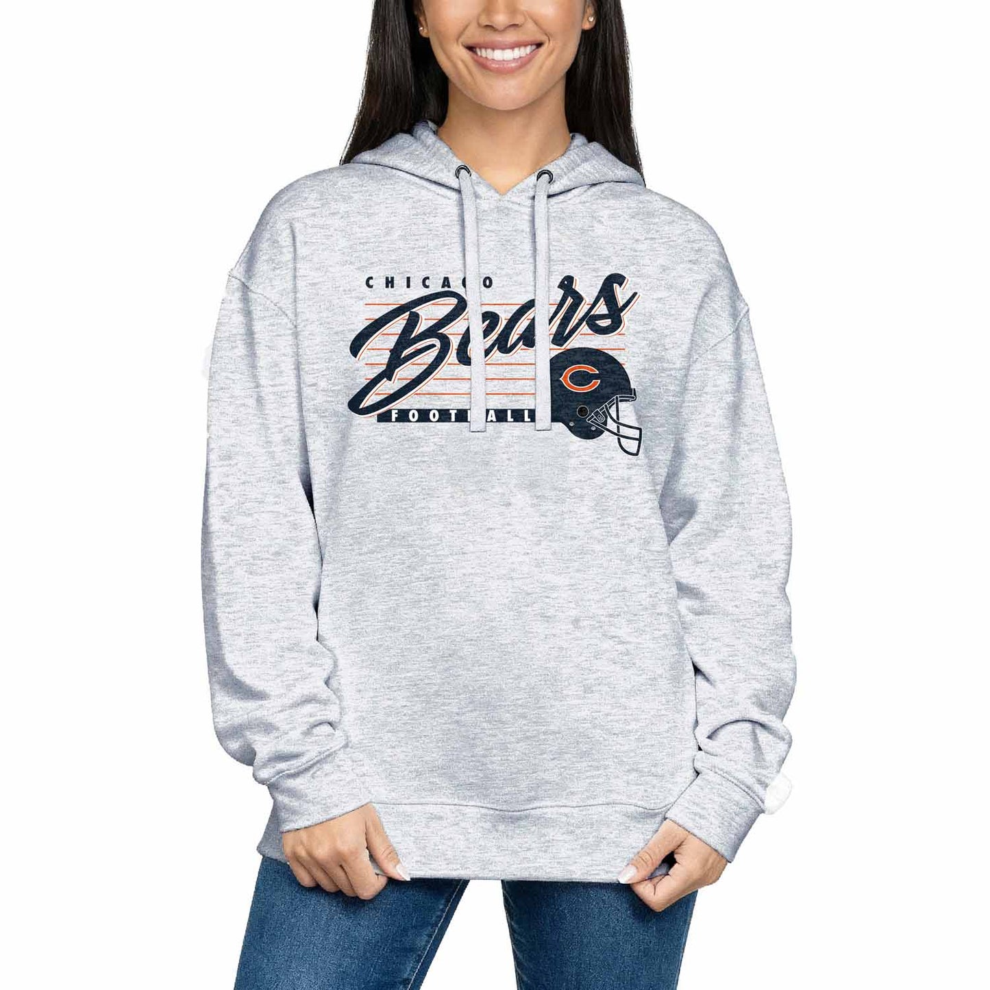 Chicago Bears Ladies NFL Scrimmage Line Fleece Pullover Hooded Sweatshirt - Gray Heather