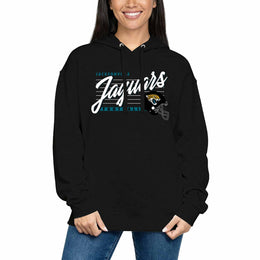 Jacksonville Jaguars Ladies NFL Scrimmage Line Fleece Pullover Hooded Sweatshirt - Black
