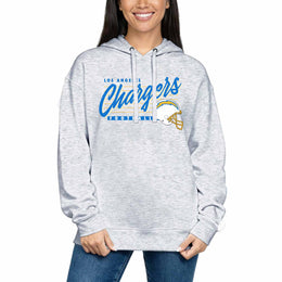 Los Angeles Chargers Ladies NFL Scrimmage Line Fleece Pullover Hooded Sweatshirt - Gray Heather