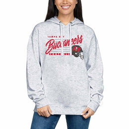 Tampa Bay Buccaneers Ladies NFL Scrimmage Line Fleece Pullover Hooded Sweatshirt - Gray Heather