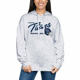Tennessee Titans Ladies NFL Scrimmage Line Fleece Pullover Hooded Sweatshirt - Gray Heather