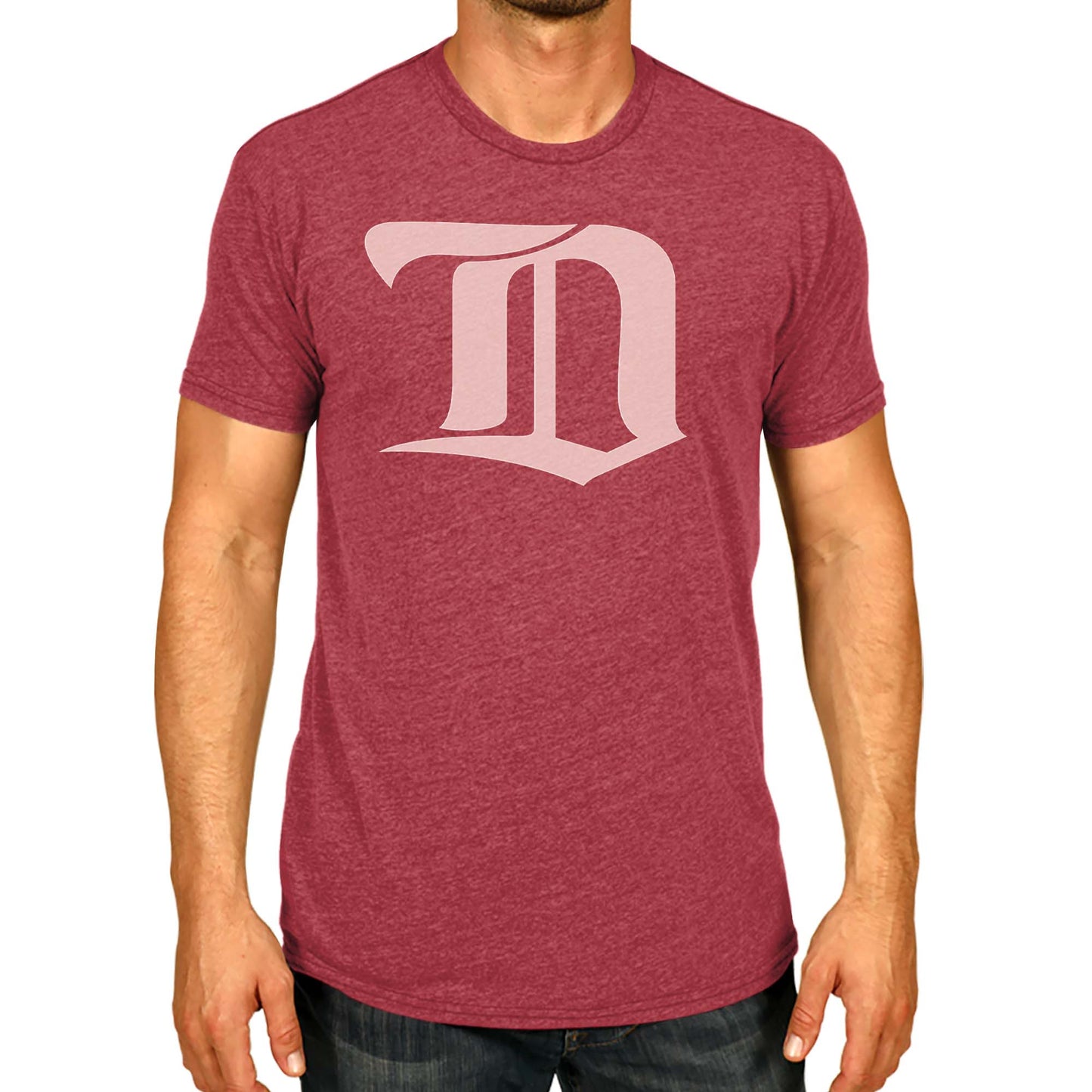 Detroit Red Wings NHL Adult Retro Logo Tag-Less T-Shirt - Red Heather