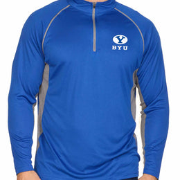 BYU Cougars Mens NCAA Campus Classic Long Sleeve 1/4 Zip Windshirt - Royal