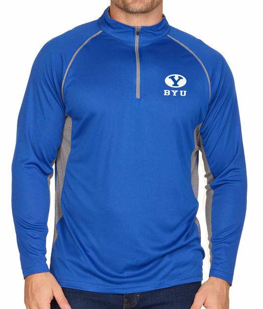 BYU Cougars Mens NCAA Campus Classic Long Sleeve 1/4 Zip Windshirt - Royal