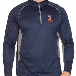 Illinois Fighting Illini Mens NCAA Campus Classic Long Sleeve 1/4 Zip Windshirt - Navy