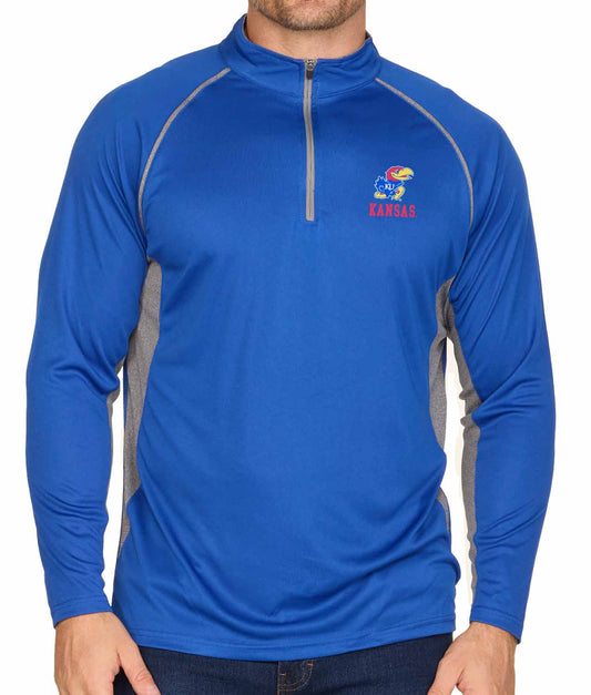 Kansas Jayhawks Mens NCAA Campus Classic Long Sleeve 1/4 Zip Windshirt - Royal