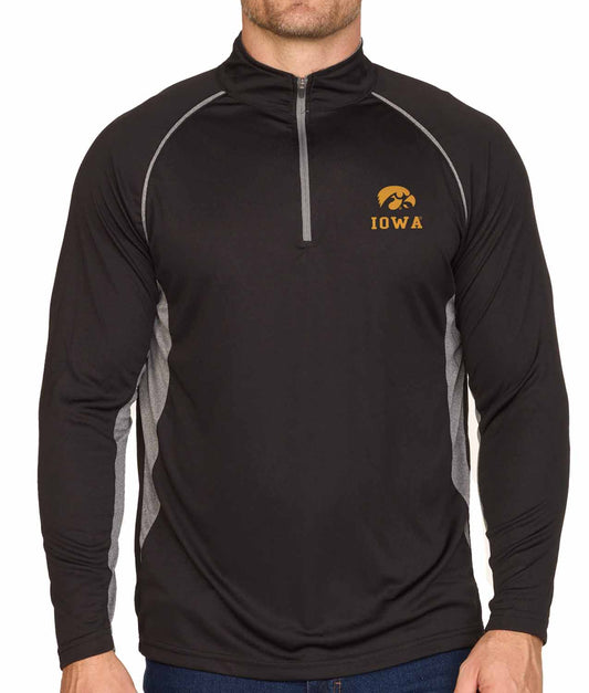 Iowa Hawkeyes Mens NCAA Campus Classic Long Sleeve 1/4 Zip Windshirt - Black