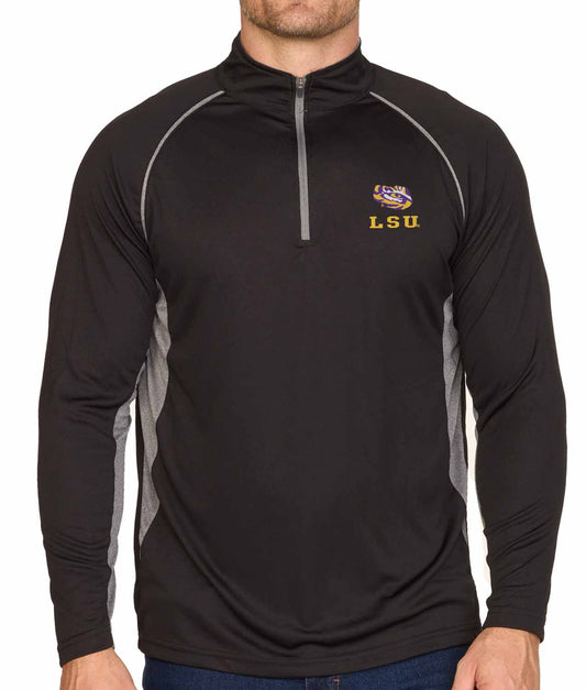 LSU Tigers Mens NCAA Campus Classic Long Sleeve 1/4 Zip Windshirt - Black