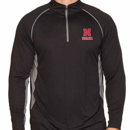 Nebraska Cornhuskers Mens NCAA Campus Classic Long Sleeve 1/4 Zip Windshirt - Black