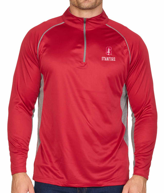 Stanford Cardinal Mens NCAA Campus Classic Long Sleeve 1/4 Zip Windshirt - Cardinal