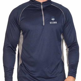 UCONN Huskies Mens NCAA Campus Classic Long Sleeve 1/4 Zip Windshirt - Navy
