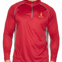 USC Trojans Mens NCAA Campus Classic Long Sleeve 1/4 Zip Windshirt - Cardinal