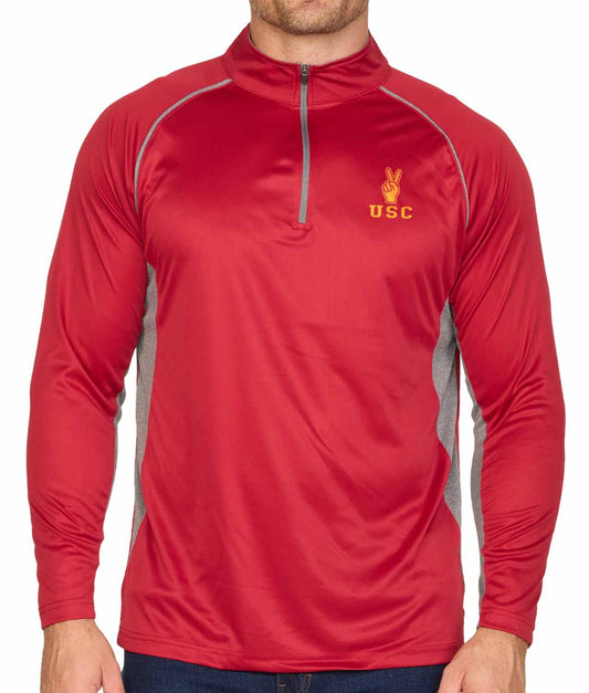 USC Trojans Mens NCAA Campus Classic Long Sleeve 1/4 Zip Windshirt - Cardinal