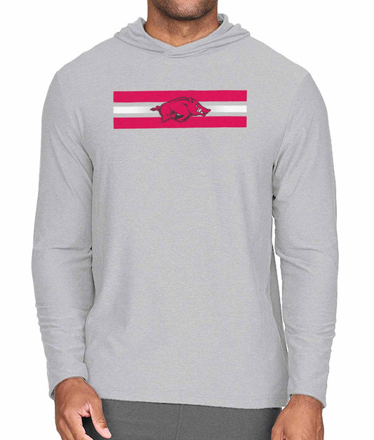 Arkansas Razorbacks NCAA Unisex Scholarship Cloud Jersey Performance Hooded Long Sleeve Tee - Gray Heather