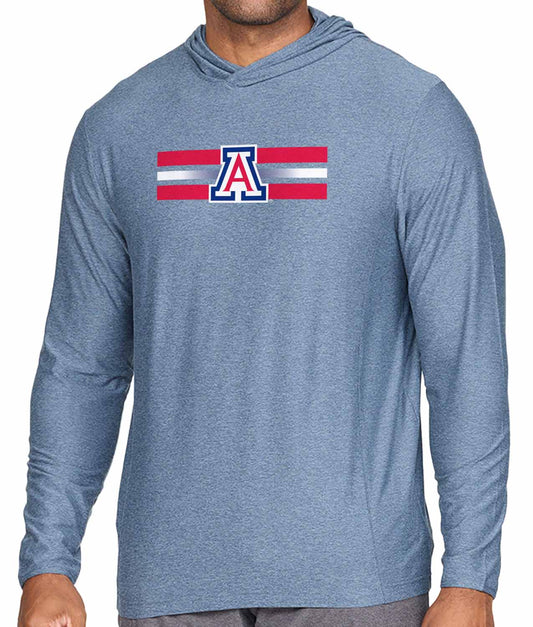 Arizona Wildcats NCAA Unisex Scholarship Cloud Jersey Performance Hooded Long Sleeve Tee - Navy Heather