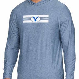 BYU Cougars NCAA Unisex Scholarship Cloud Jersey Performance Hooded Long Sleeve Tee - Navy Heather