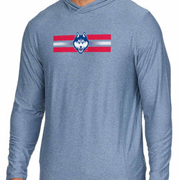 UCONN Huskies NCAA Unisex Scholarship Cloud Jersey Performance Hooded Long Sleeve Tee - Navy Heather