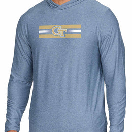 Georgia Tech Yellowjackets NCAA Unisex Scholarship Cloud Jersey Performance Hooded Long Sleeve Tee - Navy Heather