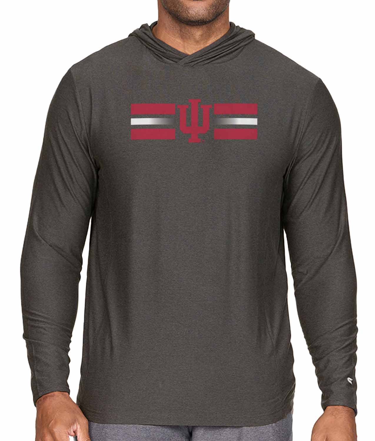 Indiana Hoosiers NCAA Unisex Scholarship Cloud Jersey Performance Hooded Long Sleeve Tee - Black Heather