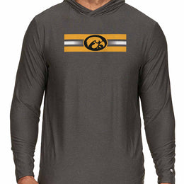 Iowa Hawkeyes NCAA Unisex Scholarship Cloud Jersey Performance Hooded Long Sleeve Tee - Black Heather