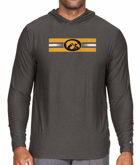 Iowa Hawkeyes NCAA Unisex Scholarship Cloud Jersey Performance Hooded Long Sleeve Tee - Black Heather