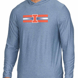 Illinois Fighting Illini NCAA Unisex Scholarship Cloud Jersey Performance Hooded Long Sleeve Tee - Navy Heather