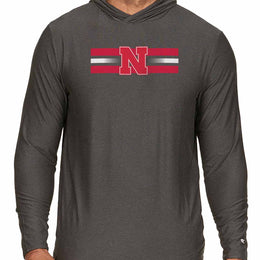 Nebraska Cornhuskers NCAA Unisex Scholarship Cloud Jersey Performance Hooded Long Sleeve Tee - Black Heather