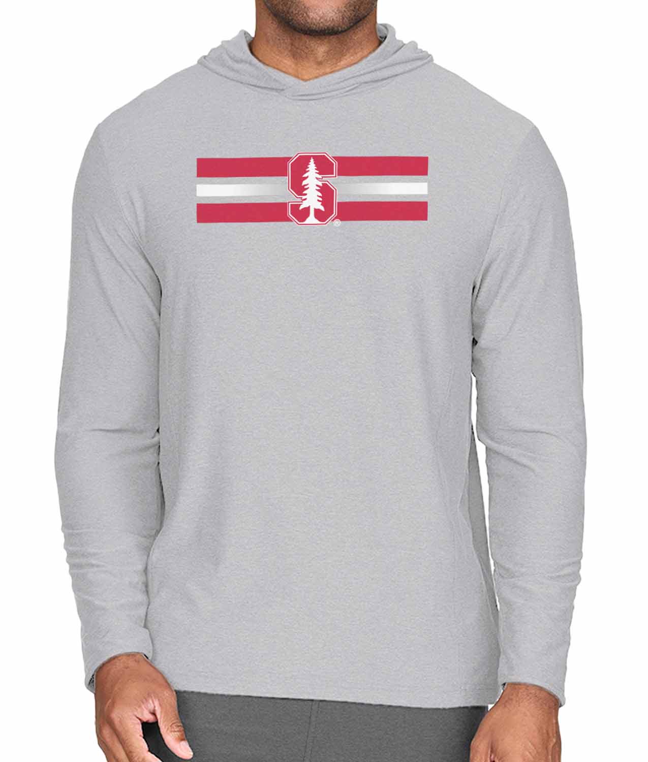Stanford Cardinal NCAA Unisex Scholarship Cloud Jersey Performance Hooded Long Sleeve Tee - Gray Heather