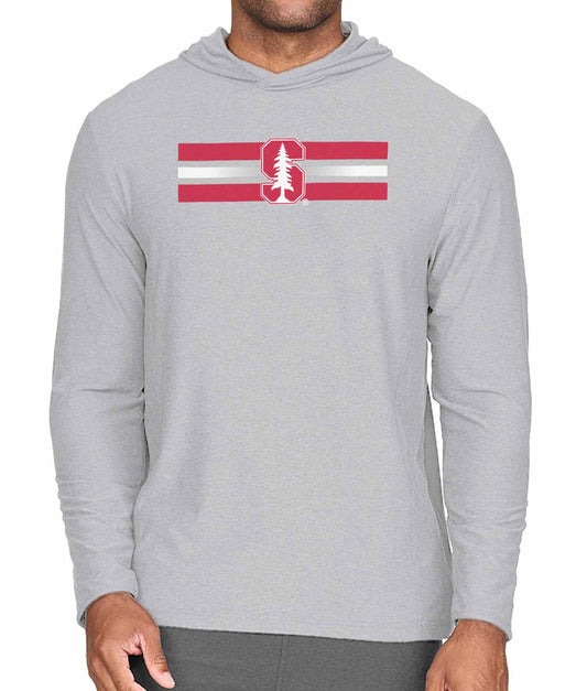 Stanford Cardinal NCAA Unisex Scholarship Cloud Jersey Performance Hooded Long Sleeve Tee - Gray Heather