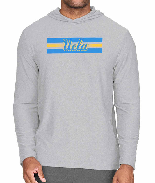 UCLA Bruins NCAA Unisex Scholarship Cloud Jersey Performance Hooded Long Sleeve Tee - Gray Heather