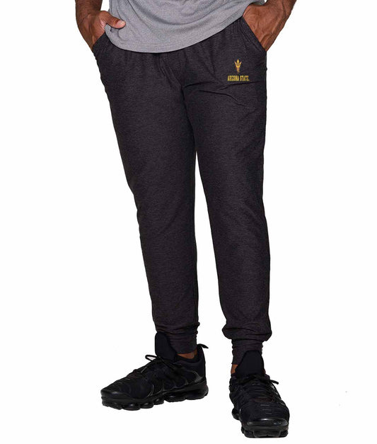 Arizona State Sun Devils NCAA Men’s University Cloud Jersey Performance Jogger Pants with Drawstring Waistband - Black Heather