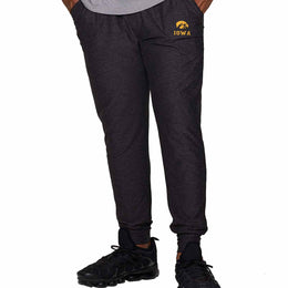 Iowa Hawkeyes NCAA Men’s University Cloud Jersey Performance Jogger Pants with Drawstring Waistband - Black Heather
