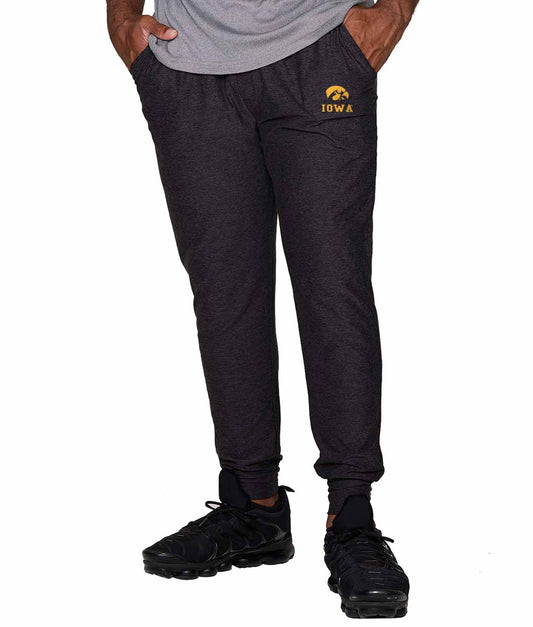 Iowa Hawkeyes NCAA Men’s University Cloud Jersey Performance Jogger Pants with Drawstring Waistband - Black Heather
