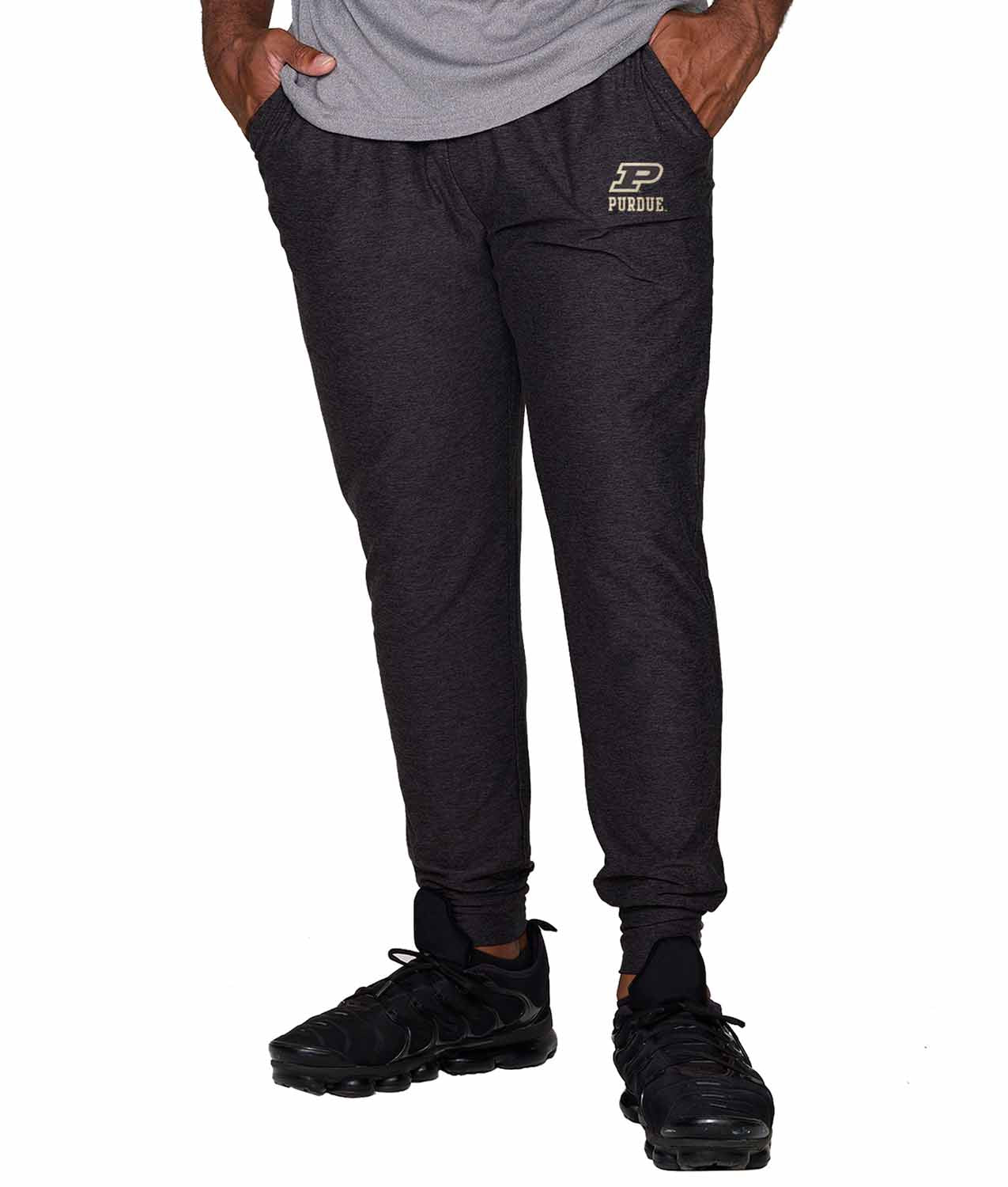 Purdue Boilermakers NCAA Men’s University Cloud Jersey Performance Jogger Pants with Drawstring Waistband - Black Heather