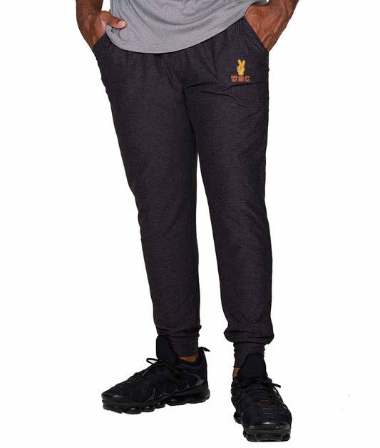 USC Trojans NCAA Men’s University Cloud Jersey Performance Jogger Pants with Drawstring Waistband - Black Heather