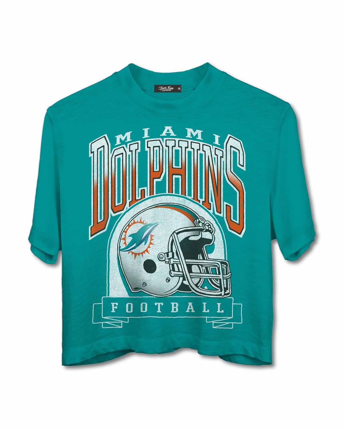 Miami Dolphins Junk Food NFL  Women's Franchise Helmet Crop T-Shirt - Teal