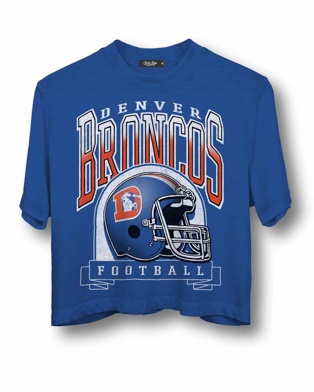 Denver Broncos Junk Food NFL  Women's Franchise Helmet Crop T-Shirt - Royal