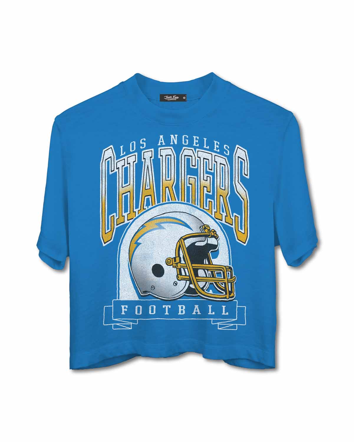 Los Angeles Chargers Junk Food NFL  Women's Franchise Helmet Crop T-Shirt - Light Blue