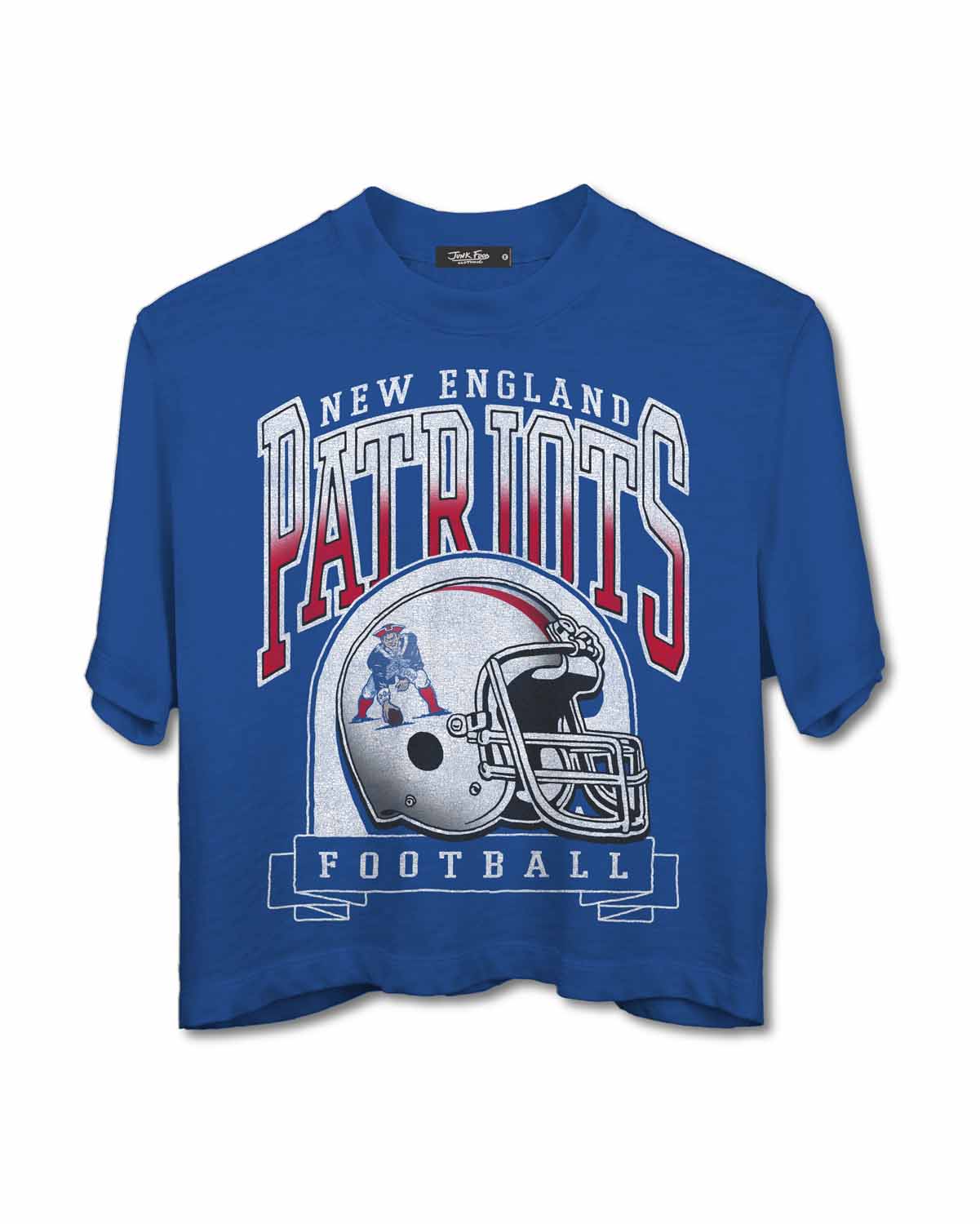New England Patriots Junk Food NFL  Women's Franchise Helmet Crop T-Shirt - Royal